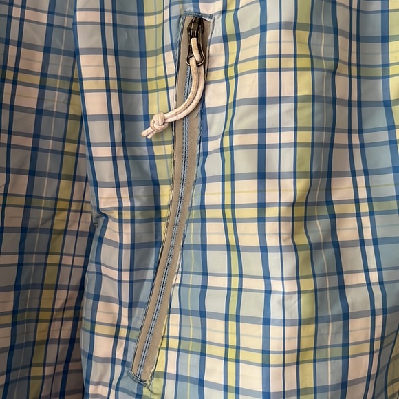 Columbia Jacket Plaid Blue Green Lightweight Windbreaker Omni Shade - Picture 2 of 9